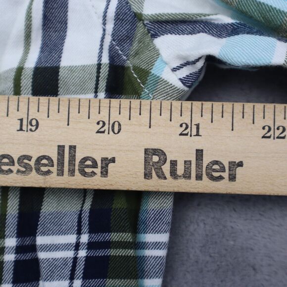 Old Navy Shirt Mens M Blue Green Plaid Pearl Snap Western Fit Button Up Dress - Picture 5 of 16